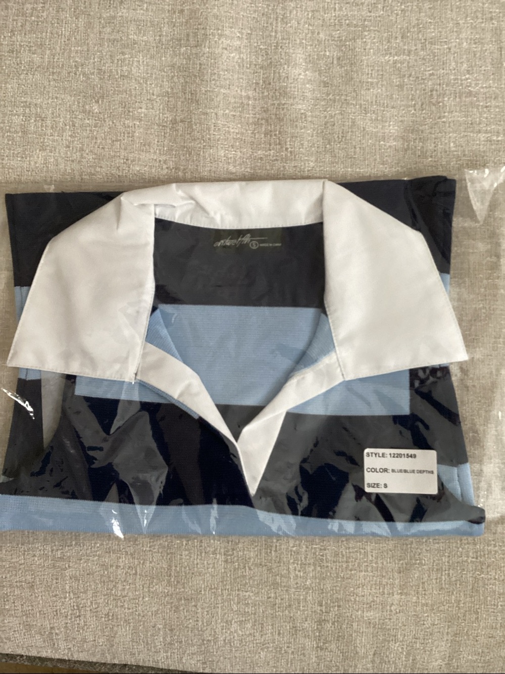 Summer Polo Sleeveless Collared Top | Blue & White  Blouse | Size Small | NWT - Picture 4 of 4